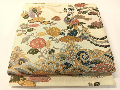 平和屋着物●六通柄袋帯　唐織　鳳凰更紗　金糸　正絹　逸品　CABI4138vp