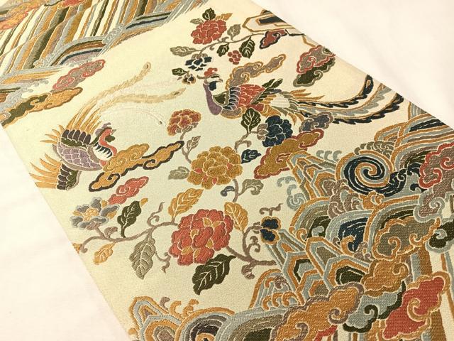 平和屋着物●六通柄袋帯　唐織　鳳凰更紗　金糸　正絹　逸品　CABI4138vp