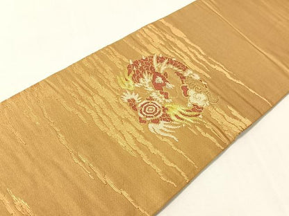 平和屋着物●アンティーク　大正ロマン　九寸名古屋帯　雲龍　金糸　正絹　逸品　CABI4139vp