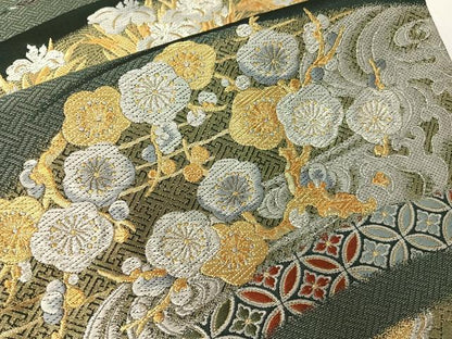 平和屋着物●六通柄袋帯　唐織　立波吉祥花文　金銀糸　正絹　逸品　CABI4143vp