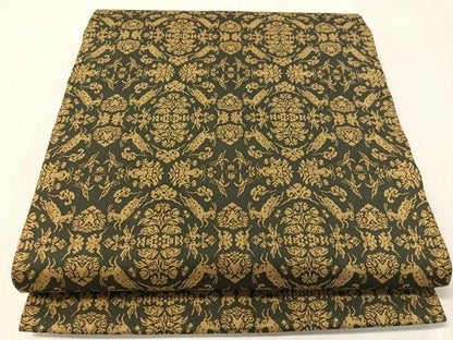平和屋着物●九寸開き名古屋帯　山羊花卉文錦　正絹　逸品　CABI4145vp