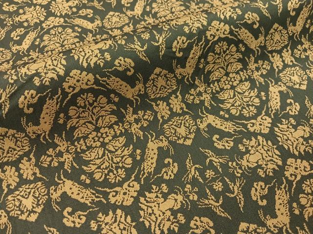 平和屋着物●九寸開き名古屋帯　山羊花卉文錦　正絹　逸品　CABI4145vp