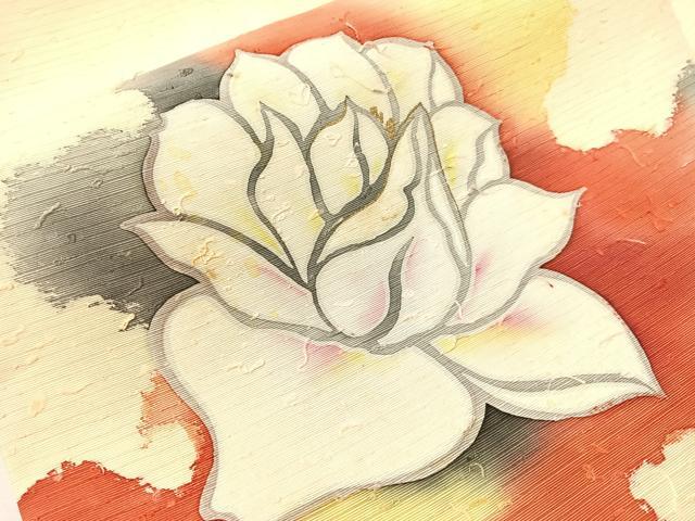 平和屋着物●九寸名古屋帯　作家物　ひげ紬　ろうけつ染め　舞花文　金彩　正絹　逸品　CABI4147vp