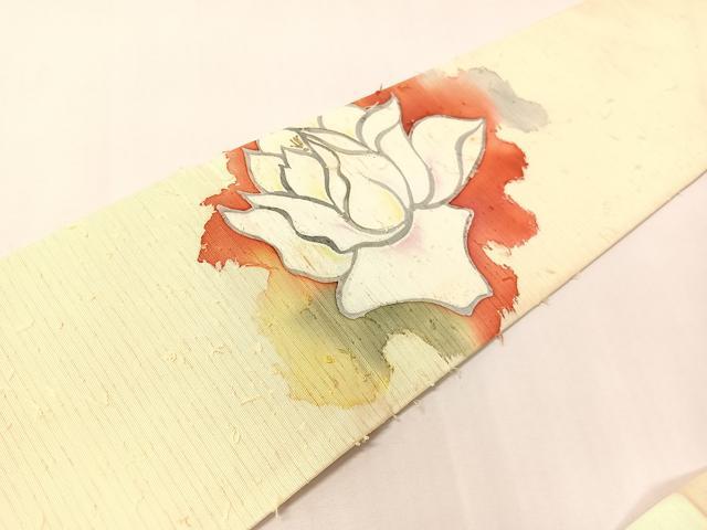 平和屋着物●九寸名古屋帯　作家物　ひげ紬　ろうけつ染め　舞花文　金彩　正絹　逸品　CABI4147vp