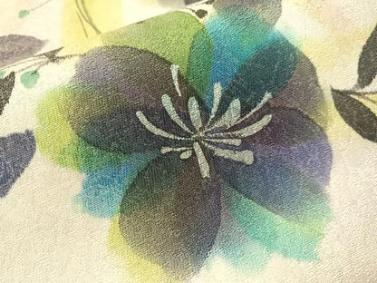 平和屋着物●九寸名古屋帯　手描き　草花丸文　銀通し地　正絹　逸品　CABI4151vp