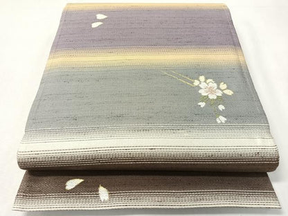 平和屋着物●両面　全通柄袋帯　嵐山さくら桟敷　花簪　月の満ち欠け　金銀糸　正絹　逸品　CABI4153vp