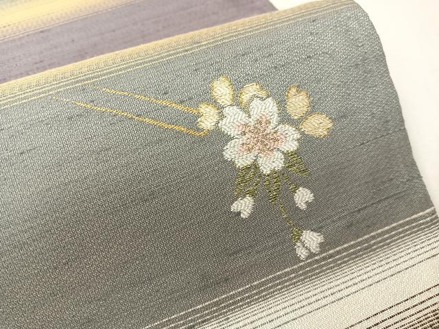 平和屋着物●両面　全通柄袋帯　嵐山さくら桟敷　花簪　月の満ち欠け　金銀糸　正絹　逸品　CABI4153vp