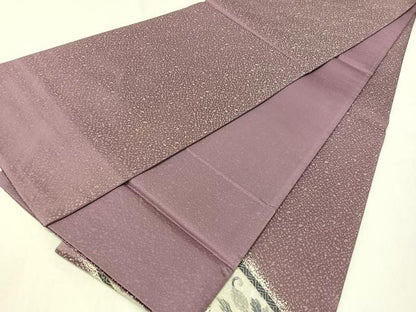 平和屋着物●太鼓柄袋帯　作家物　刺繍　更紗唐草文　銀通し地　正絹　逸品　CABI4154vp