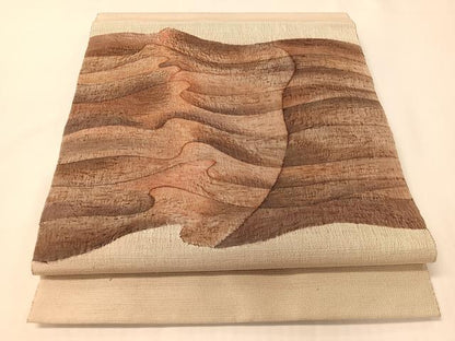平和屋着物●銀座きしや　八寸名古屋帯　紬地　抽象文様　正絹　逸品　CABI4161vp