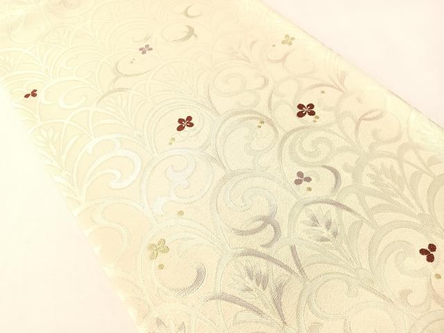 平和屋着物●西陣織　六通柄袋帯　花唐草文　金糸　正絹　逸品　未使用　CABI4164vp