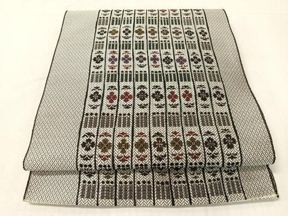平和屋着物●本場筑前博多織　八寸名古屋帯　花間道　正絹　逸品　CABI4165vp