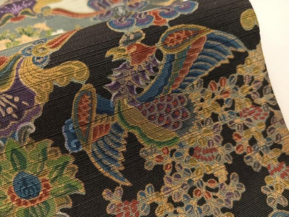 平和屋着物●全通柄袋帯　紬地　鳳凰花文　金彩　正絹　逸品　CABI4169vp
