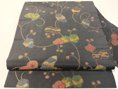 平和屋着物●銀座きしや　九寸名古屋帯　花唐草文　金糸　正絹　逸品　CABI4171vp