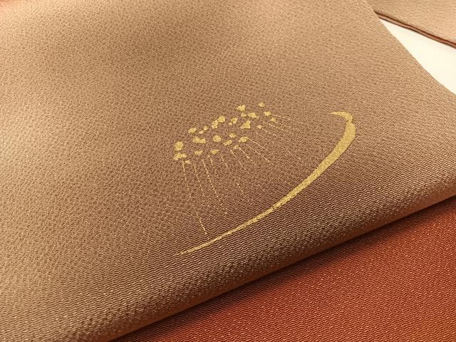 平和屋着物●九寸名古屋帯　舞花文　金彩　鬼しぼ縮緬　正絹　逸品　CABI4172vp