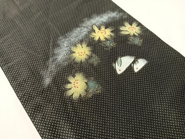 平和屋着物●太鼓柄袋帯　雪兎　黒地　金彩　やまと誂製　正絹　逸品　CABI4180vp