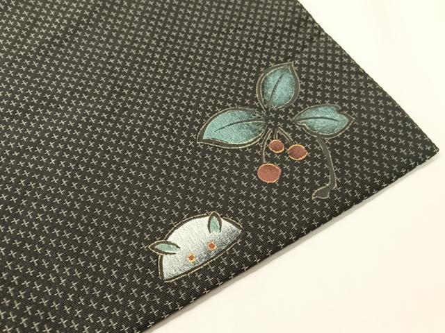 平和屋着物●太鼓柄袋帯　雪兎　黒地　金彩　やまと誂製　正絹　逸品　CABI4180vp