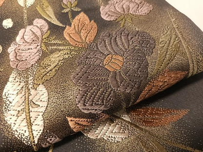 平和屋着物●六通柄袋帯　唐織　辻が花　金糸　正絹　逸品　CABI4181vp