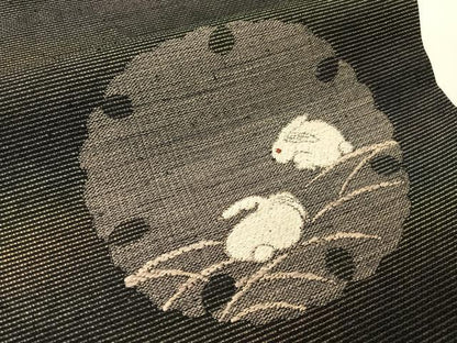 平和屋着物●太鼓柄袋帯　雪輪兎　金銀糸　正絹　逸品　CABI4183vp