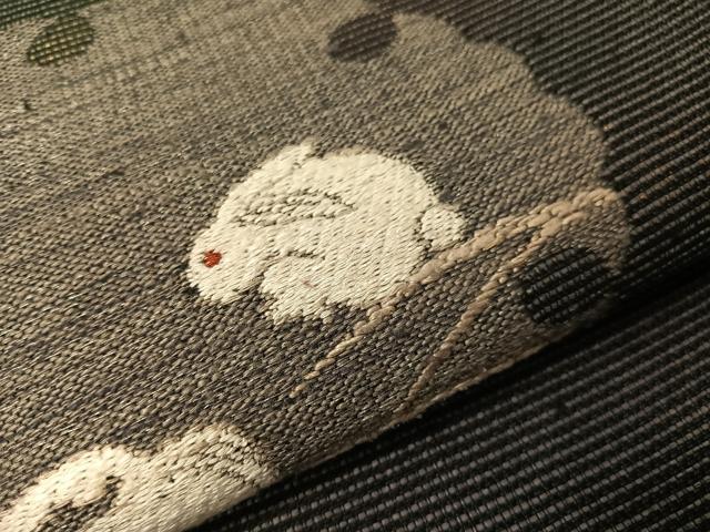 平和屋着物●太鼓柄袋帯　雪輪兎　金銀糸　正絹　逸品　CABI4183vp