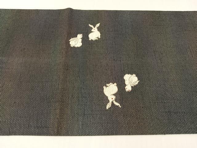 平和屋着物●太鼓柄袋帯　雪輪兎　金銀糸　正絹　逸品　CABI4183vp