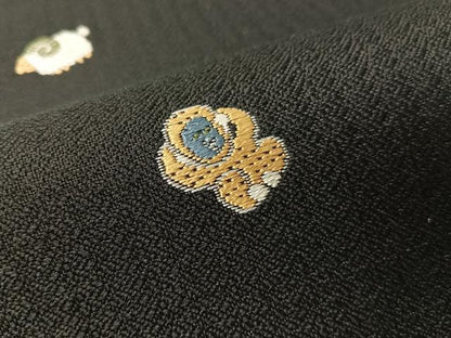 平和屋着物●六通柄袋帯　唐織　十二支　干支　黒地　正絹　逸品　CABI4186vp
