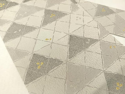 平和屋着物●九寸名古屋帯　鱗文様　金銀糸　正絹　逸品　CABI4194vp