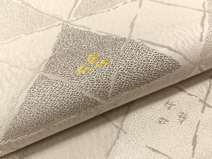 平和屋着物●九寸名古屋帯　鱗文様　金銀糸　正絹　逸品　CABI4194vp