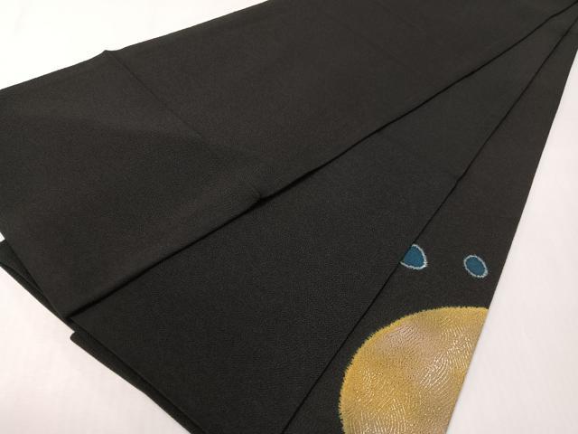 平和屋着物●太鼓柄袋帯　手刺繍　燕　絞り　黒地　金銀彩　鬼しぼ縮緬　やまと誂製　正絹　逸品　未使用　CABI4197vp