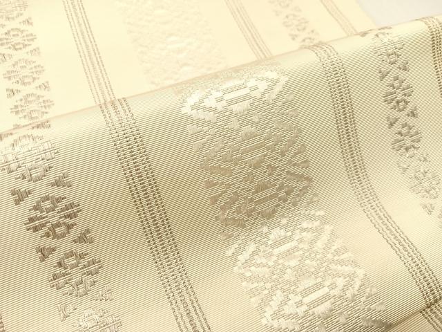 平和屋着物●本場筑前博多織　つけ帯　献上　銀糸　正絹　逸品　CABI4199vp