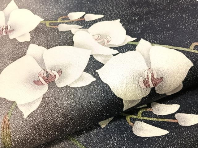 平和屋着物●京都の名門ブランド　銀花仙　太鼓柄袋帯　胡蝶蘭　銀通し地　正絹　逸品　未使用　CABI4202vp