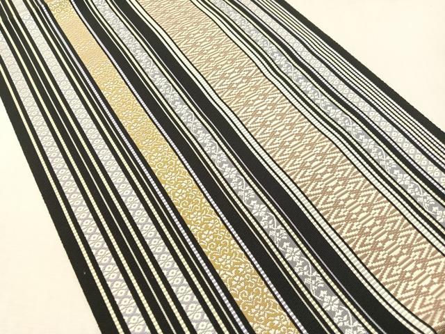 平和屋着物●本場筑前博多織　八寸名古屋帯　献上　黒地　正絹　逸品　未使用　CABI4206vp
