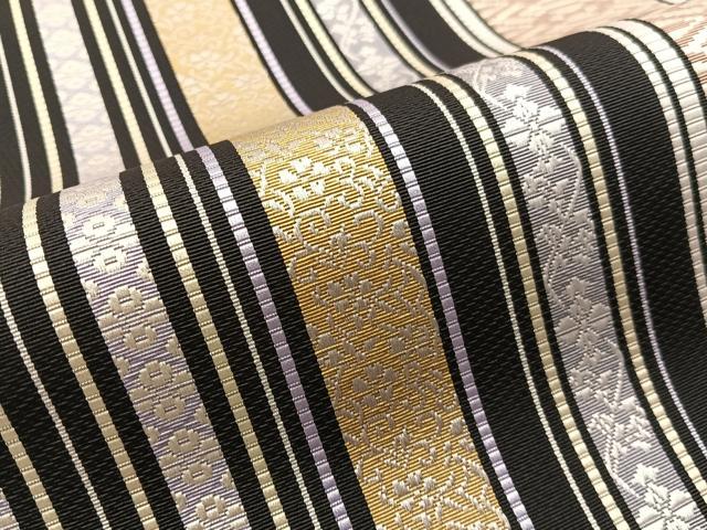 平和屋着物●本場筑前博多織　八寸名古屋帯　献上　黒地　正絹　逸品　未使用　CABI4206vp