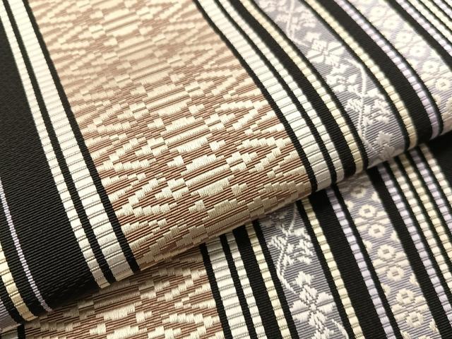 平和屋着物●本場筑前博多織　八寸名古屋帯　献上　黒地　正絹　逸品　未使用　CABI4206vp