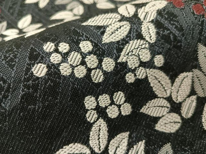 平和屋着物●両面　全通柄袋帯　南天文　源氏香　黒地　さが美扱い　正絹　逸品　CABI4209vp