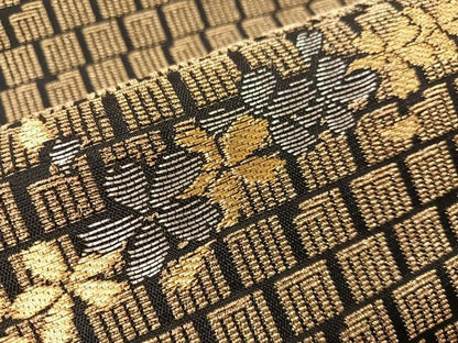 平和屋着物●六通柄袋帯　金華山織　源氏香　舞桜　黒地　正絹　逸品　CABI4210vp