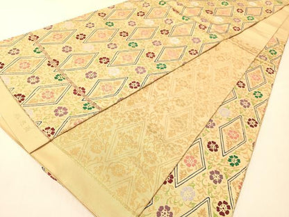 平和屋着物●両面　六通柄　本袋帯　唐織　祇亮爾　歌集花菱文　金糸　正絹　逸品　CABI4211vp