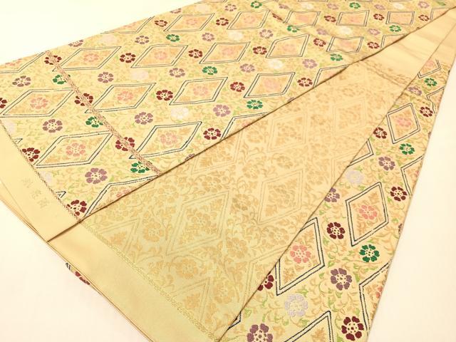 平和屋着物●両面　六通柄　本袋帯　唐織　祇亮爾　歌集花菱文　金糸　正絹　逸品　CABI4211vp