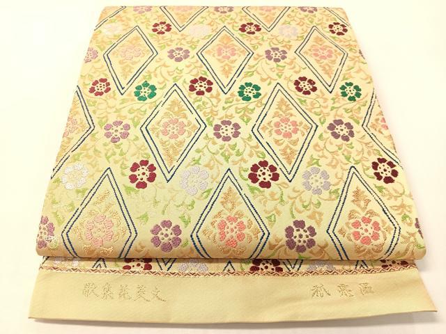 平和屋着物●両面　六通柄　本袋帯　唐織　祇亮爾　歌集花菱文　金糸　正絹　逸品　CABI4211vp