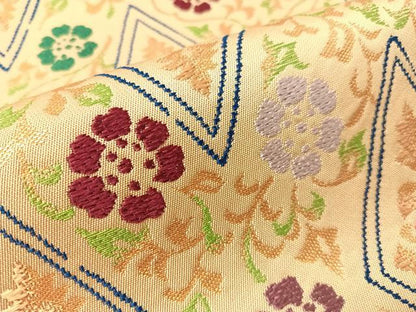 平和屋着物●両面　六通柄　本袋帯　唐織　祇亮爾　歌集花菱文　金糸　正絹　逸品　CABI4211vp
