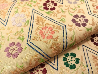 平和屋着物●両面　六通柄　本袋帯　唐織　祇亮爾　歌集花菱文　金糸　正絹　逸品　CABI4211vp