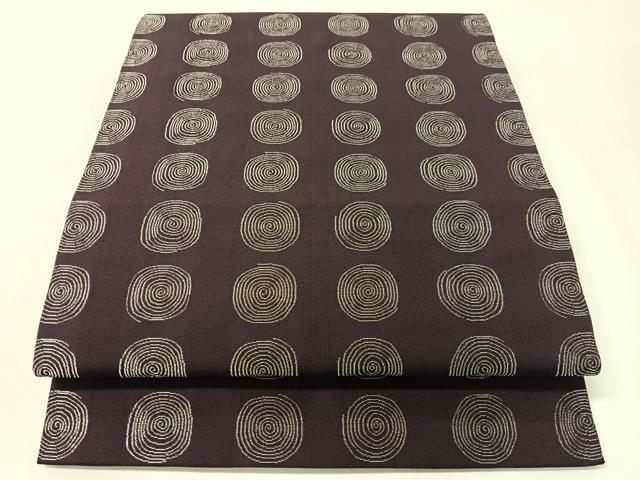 平和屋着物●龍村美術織物　九寸開き名古屋帯　渦巻　銀糸　正絹　逸品　CABI4212vp