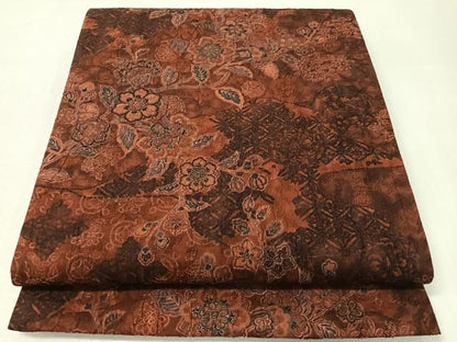 平和屋着物●全通柄袋帯　ふくれ織　更紗文　正絹　逸品　CABI4214vp