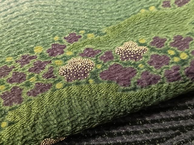 平和屋着物●十日町　名門　滝泰謹製　中国三大刺繍　相良刺繍　太鼓柄袋帯　おぼろ染　襲ね絞り　立波花文　銀通し地　逸品　CABI4222vp