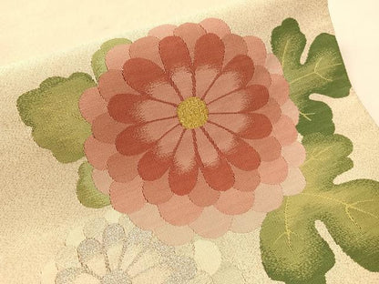 平和屋着物●爪掻き本綴れ　八寸名古屋帯　菊花文　金銀糸　正絹　逸品　CABI4225vp