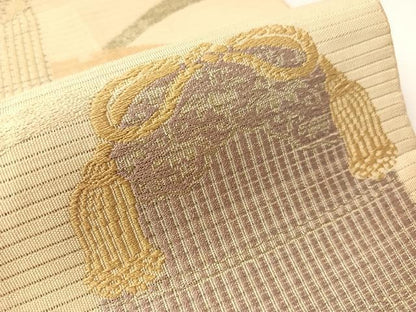 平和屋着物●アンティーク　大正ロマン　両面　六通柄　本袋帯　花蝶文　金彩　正絹　逸品　CABI4230vp