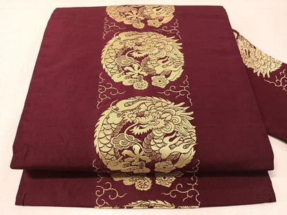 平和屋着物●アンティーク　大正ロマン　全通柄　九寸名古屋帯　雲龍　正絹　逸品　CABI4231vp
