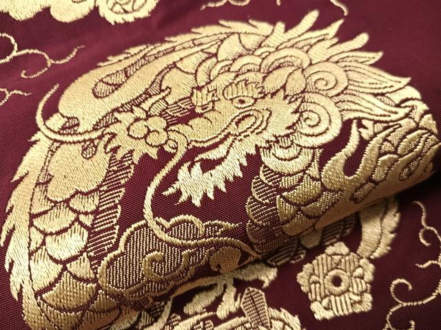 平和屋着物●アンティーク　大正ロマン　全通柄　九寸名古屋帯　雲龍　正絹　逸品　CABI4231vp