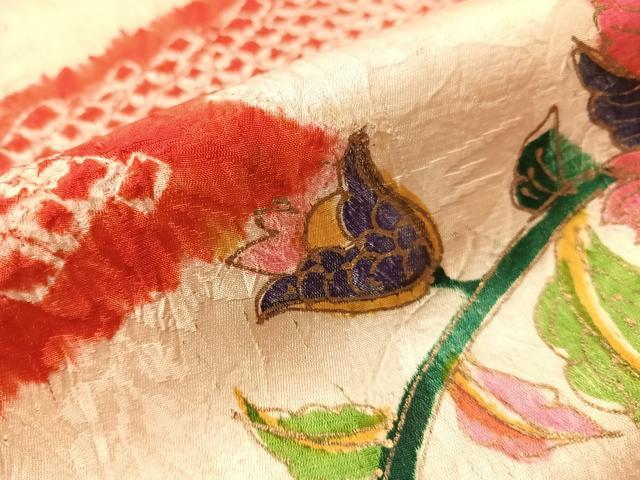 平和屋着物●アンティーク　大正ロマン　九寸名古屋帯　絞り　松皮菱更紗　金彩　正絹　逸品　CABI4232vp