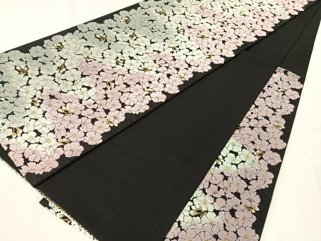 平和屋着物●西陣　津村織物謹製　六通柄袋帯　唐織　花尽くし　黒地　金糸　正絹　逸品　CABI4233vp