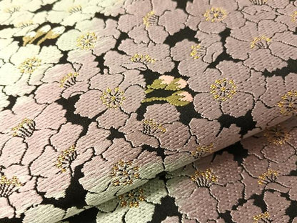 平和屋着物●西陣　津村織物謹製　六通柄袋帯　唐織　花尽くし　黒地　金糸　正絹　逸品　CABI4233vp
